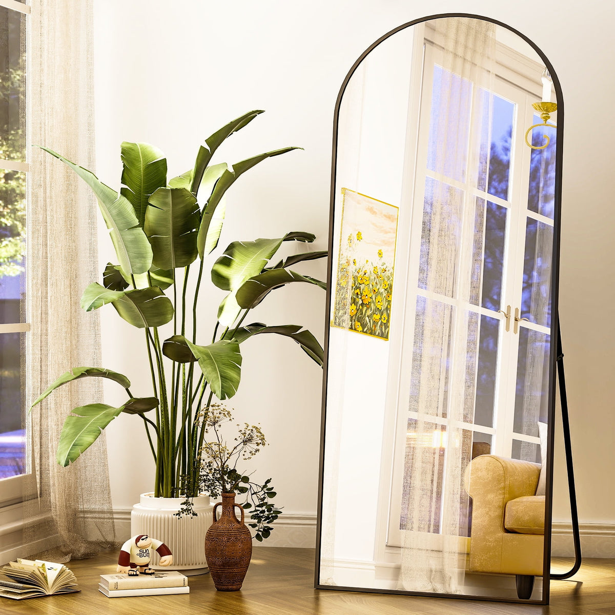 Arched floor mirror, alternate angle