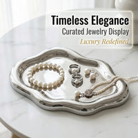 Cloud shaped glossy silvery-white vanity tray