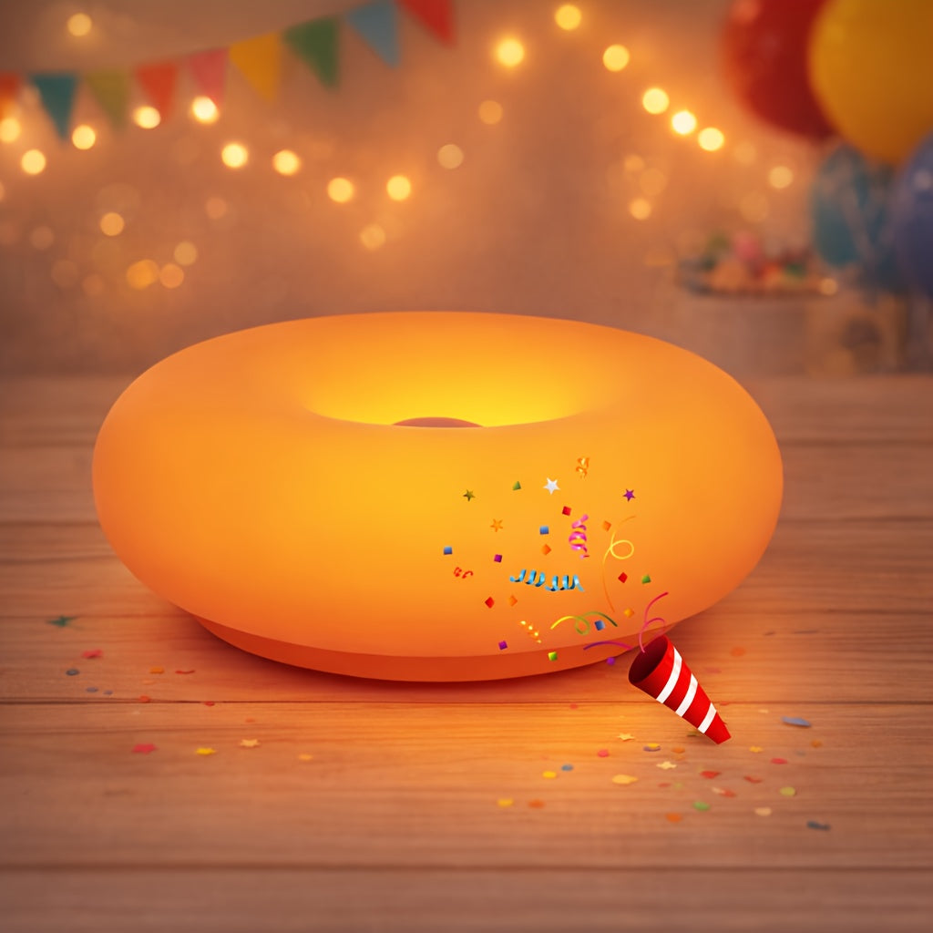 Donut touch lamp on a desk