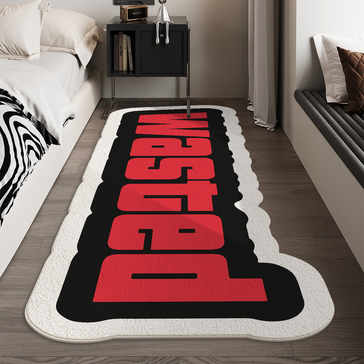 WASTED Letter Rug - in bedroom