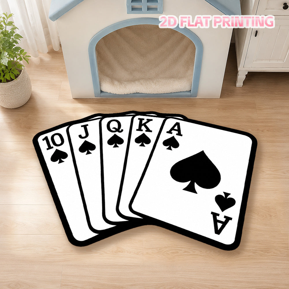 Ace of Spades playing card rug angle view