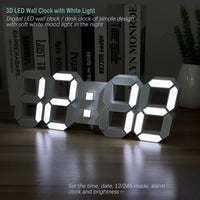 3D LED digital wall clock displaying time
