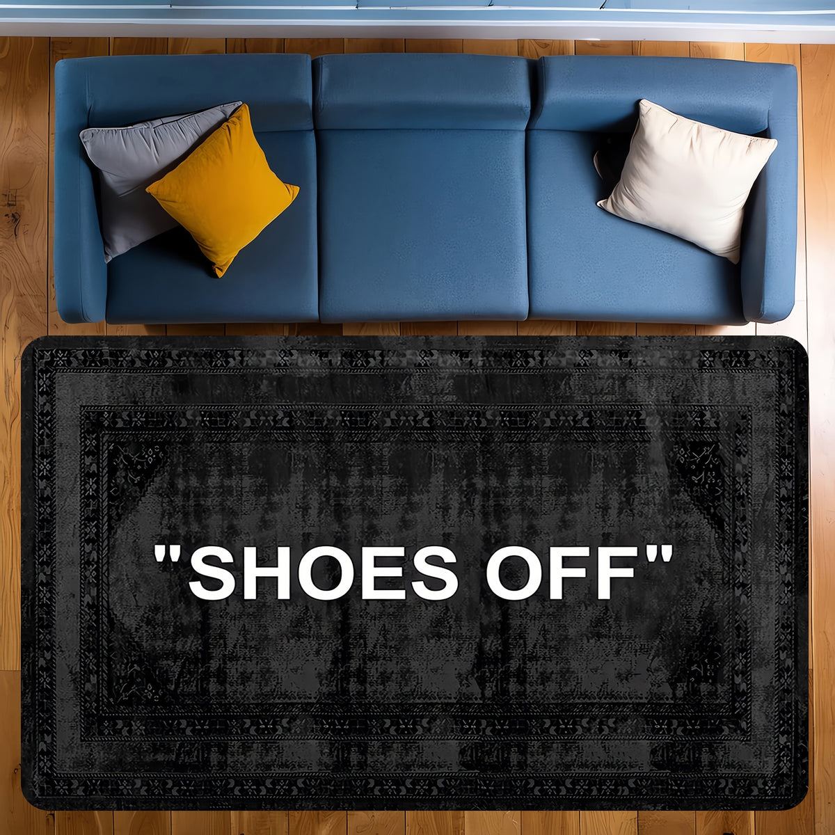 Shoes off vintage style entry mat