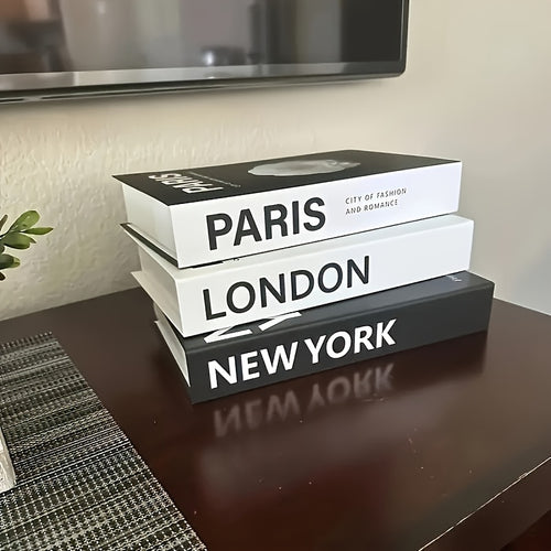 Set of 3 decorative city-themed books