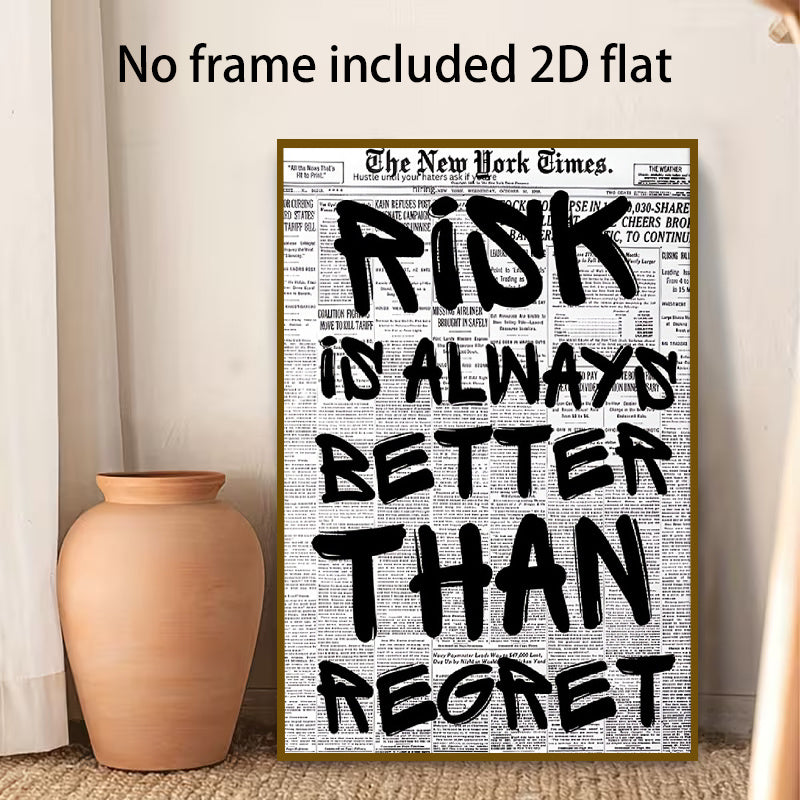 Risk Is Always Better Than Regret canvas print - styled with decor