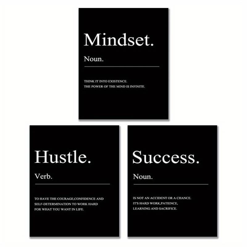 Motivational mindset wall art poster set of 3