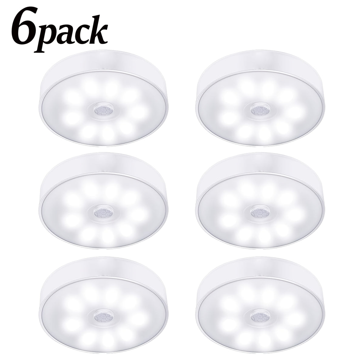 6-pack cool white puck lights