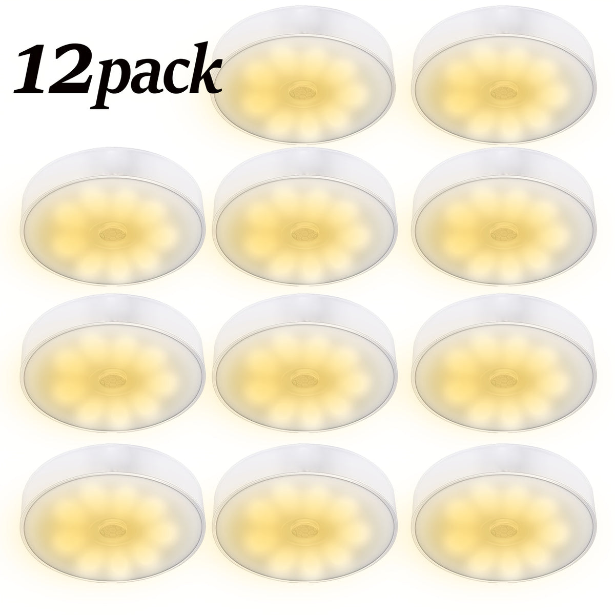 12-pack warm white puck lights