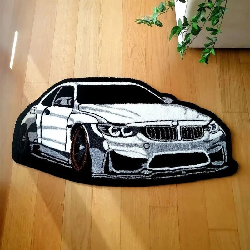 White BMW Car Rug - main view