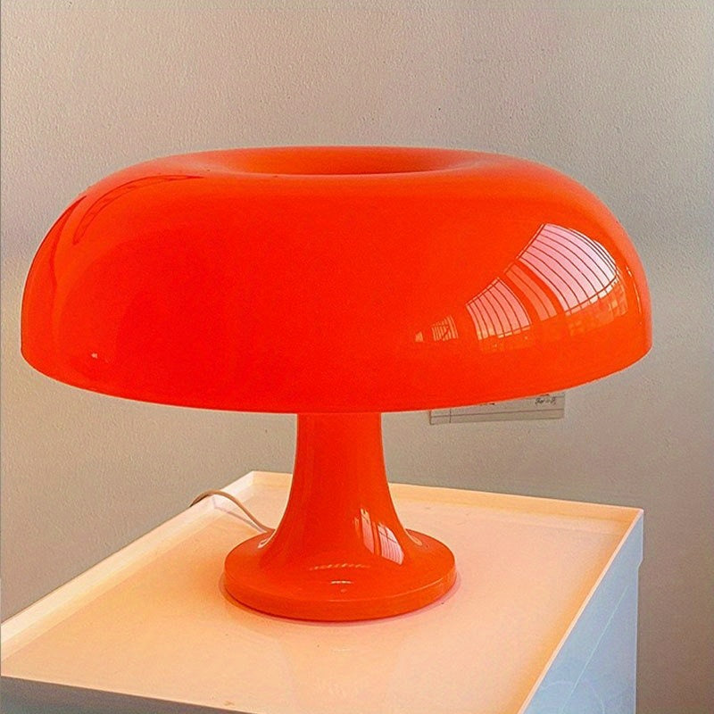 LED mushroom lamp glowing in a room