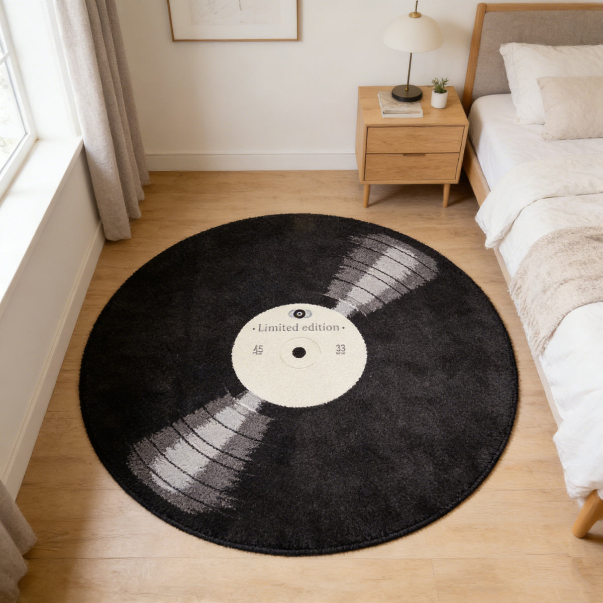 Vinyl record round plush rug