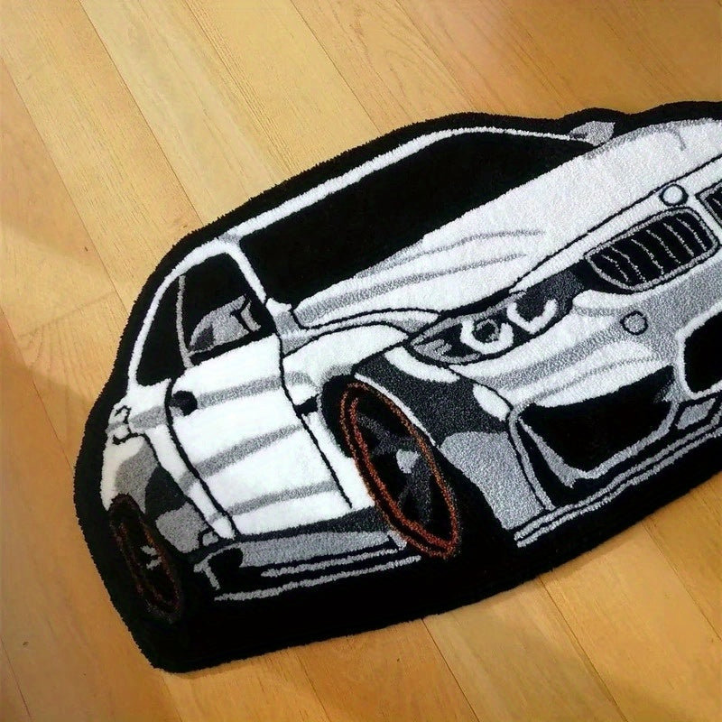 White BMW Car Rug - texture