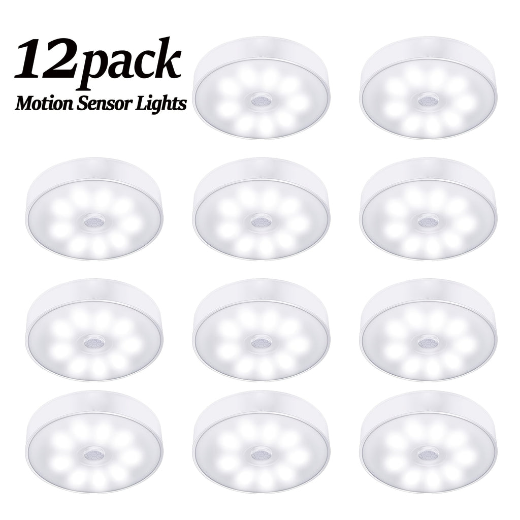12-pack cool white puck lights