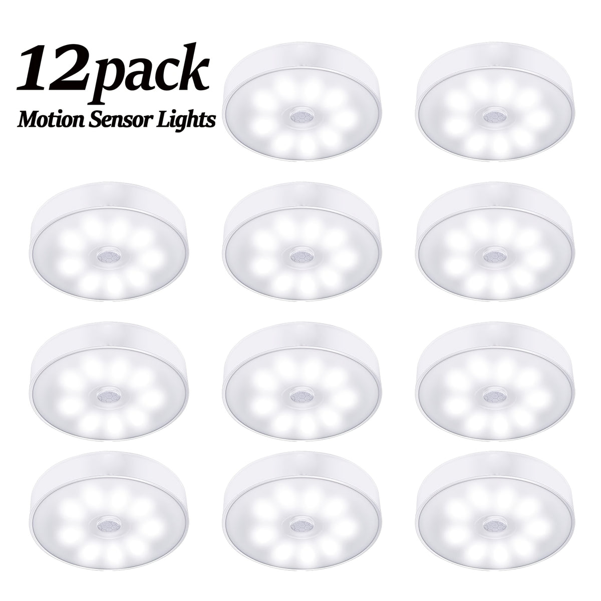 12-pack cool white puck lights