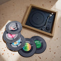 Set of 6 retro vinyl record coasters