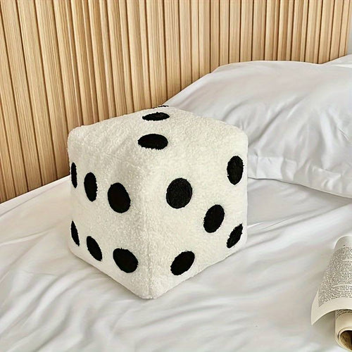 Dice-shaped plush pillow cushion
