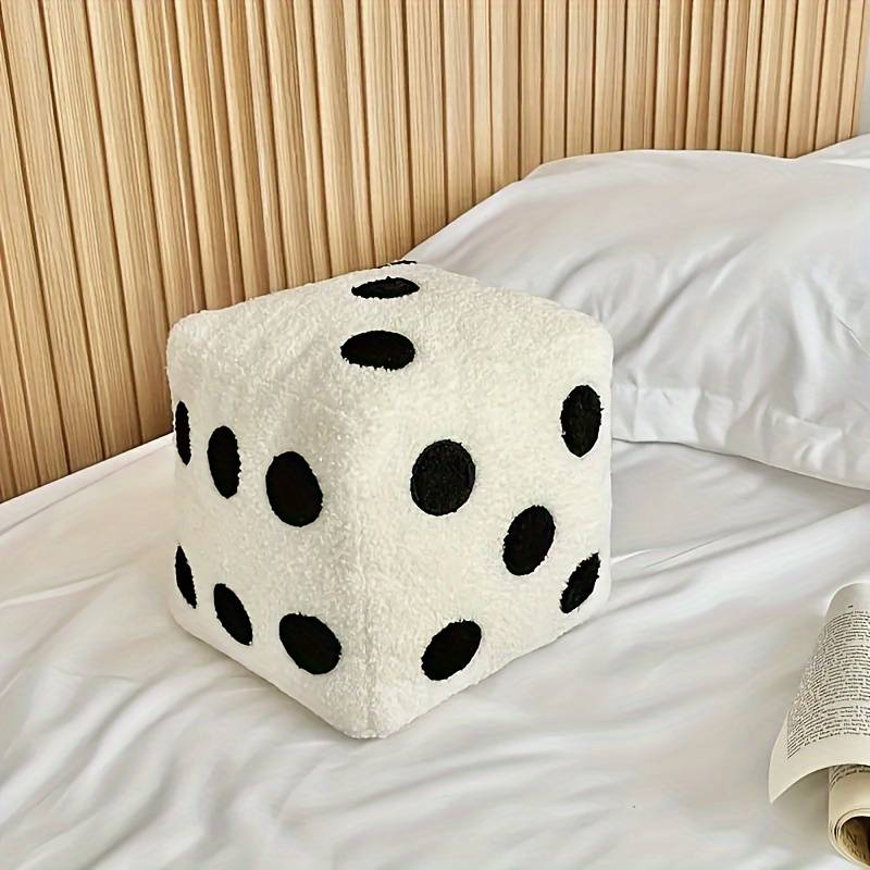 Dice-shaped plush pillow cushion