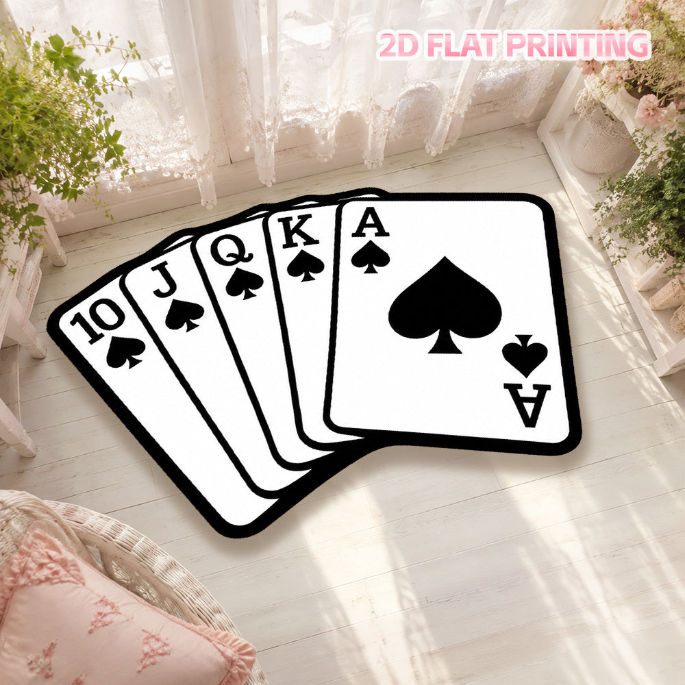 Royal flush spades playing card shaped rug
