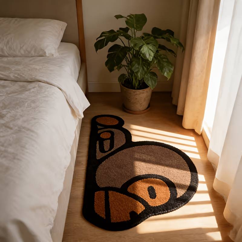Monkey-shaped velvet rug