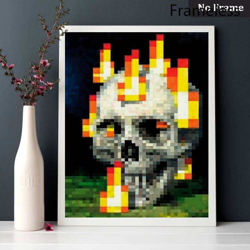 Pixel skull canvas detail